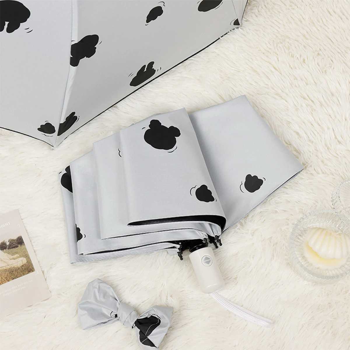 Ins Wind Flower Automatic Umbrella for Girls Fresh Folding Student Black Glue Sunscreen Rain and Rain Dual Use Sunshade Umbr C251117