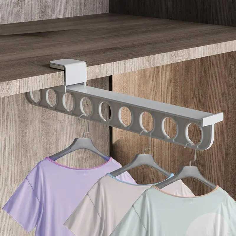 Retractable Wardrobe Rail Clothes Hanger Towel Coat Rack Closet Cabinet Storage Organizer Pull Out Hanging Wardrobe Rail Rod C251117