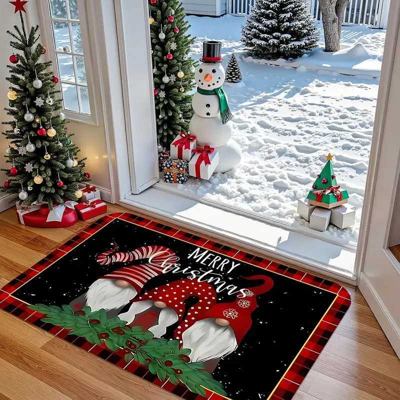 Christmas With Holly Berry Pattern Welcome Floor Mat Premium Flannel Bathroom Living Room Bedroom Office Christmas DecorM251117