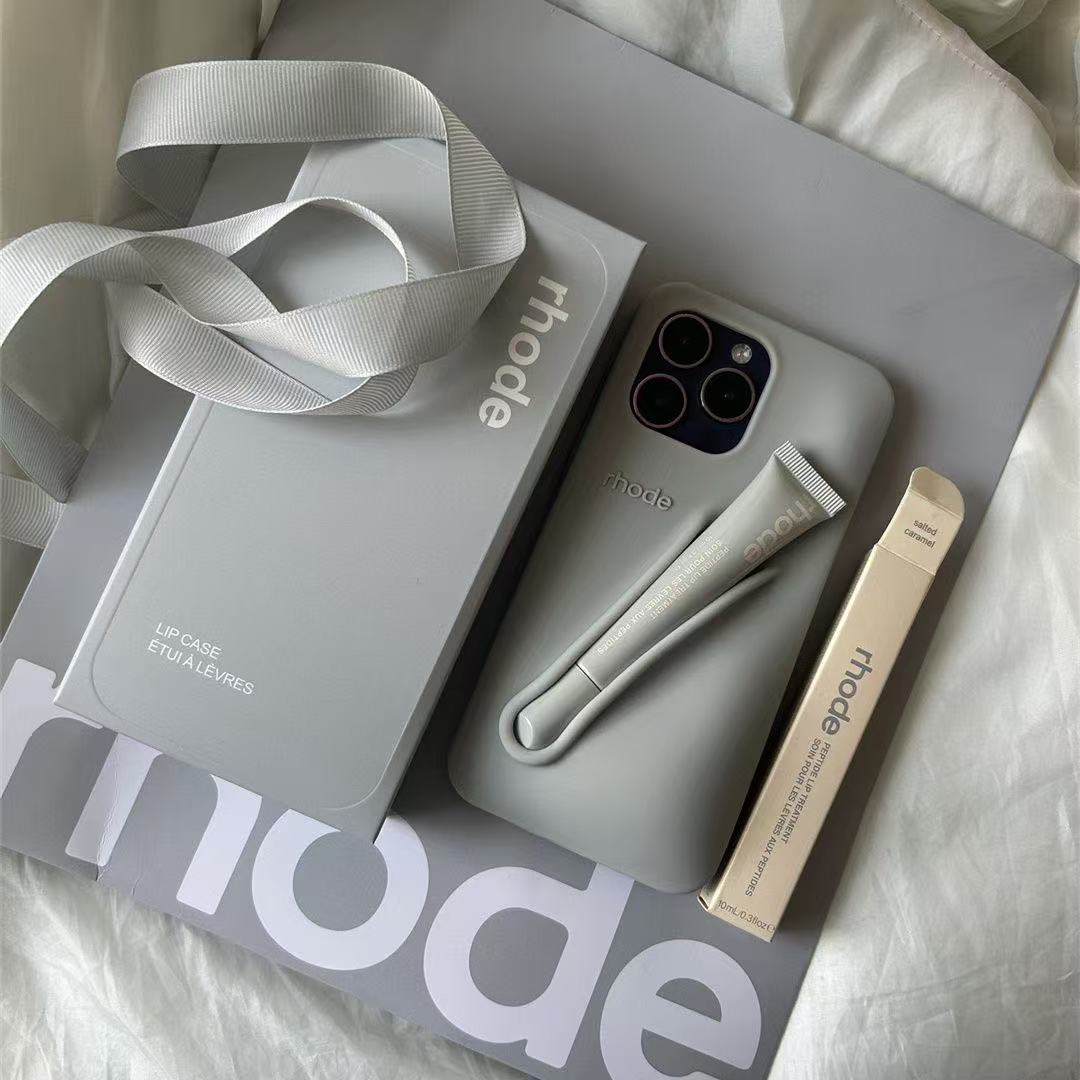 rhode phone case Carrying a handbag Lipstick Portable Case Design Lip Gloss Lipstick Lip Balm 3D Make-Up Silicone Phone Case for iPhone 15 16 Holder Cover Silicone Soft