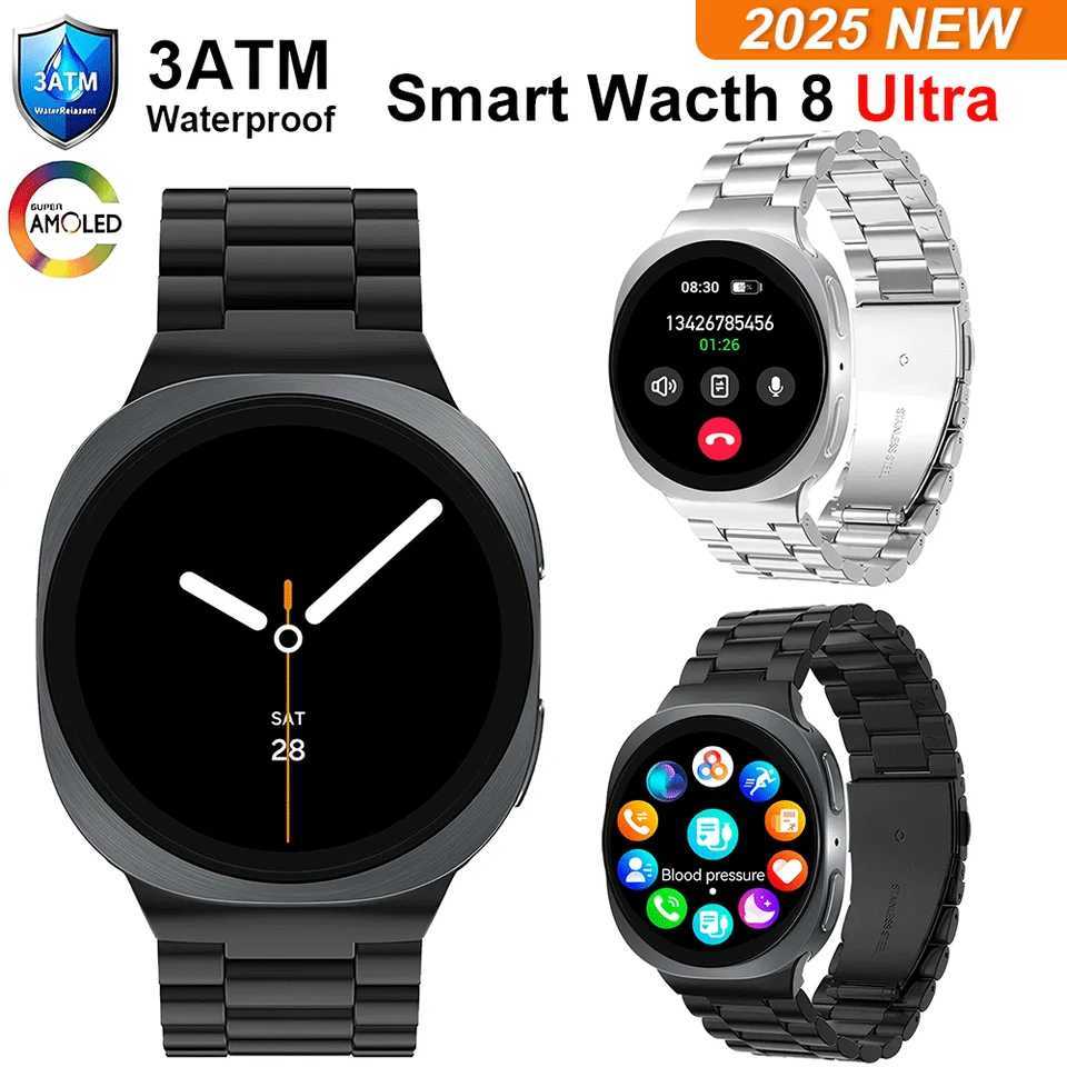 2025 New Watches 8 GPS Track Smartwatch For Man Women Health Sport AMOLED Heart Rate NFC Call Waterproof Smart WatchM251117
