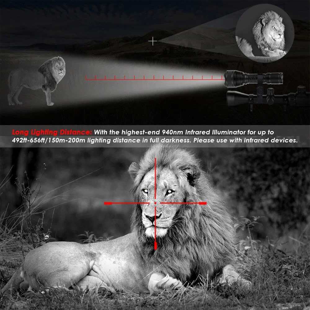 850nm/940nm Infrared Flashlight Adjustable Focus Zoomable IR Hunting Torch Infrared Radiation Weapon Light Night Vision Devices M251117