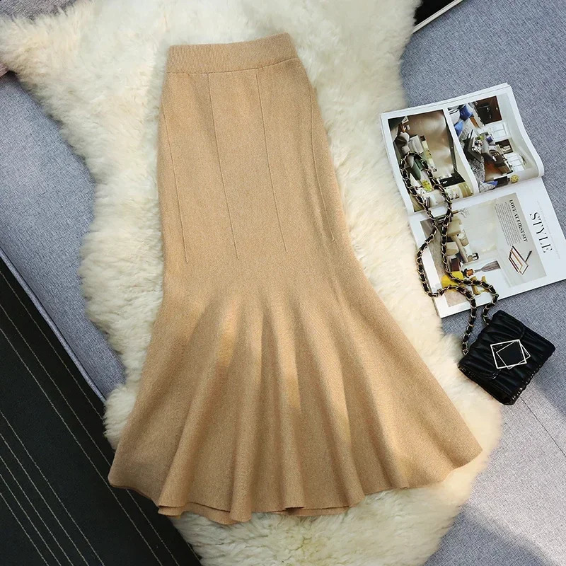 Seoulish 2024 AutumnWinter High Waist Womens Knitted Skiing Fashion Solid Color Korean Office Leisure 250415Z