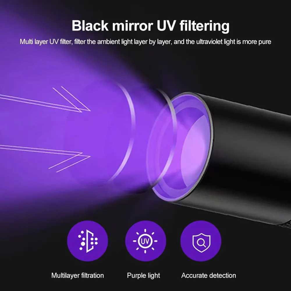 Mini UV Flashlight 365nm 395nm Ultraviolet Torches Portable USB Rechargeable Violet Light Pet Urine Scorpion Detector UV Lamp M251117