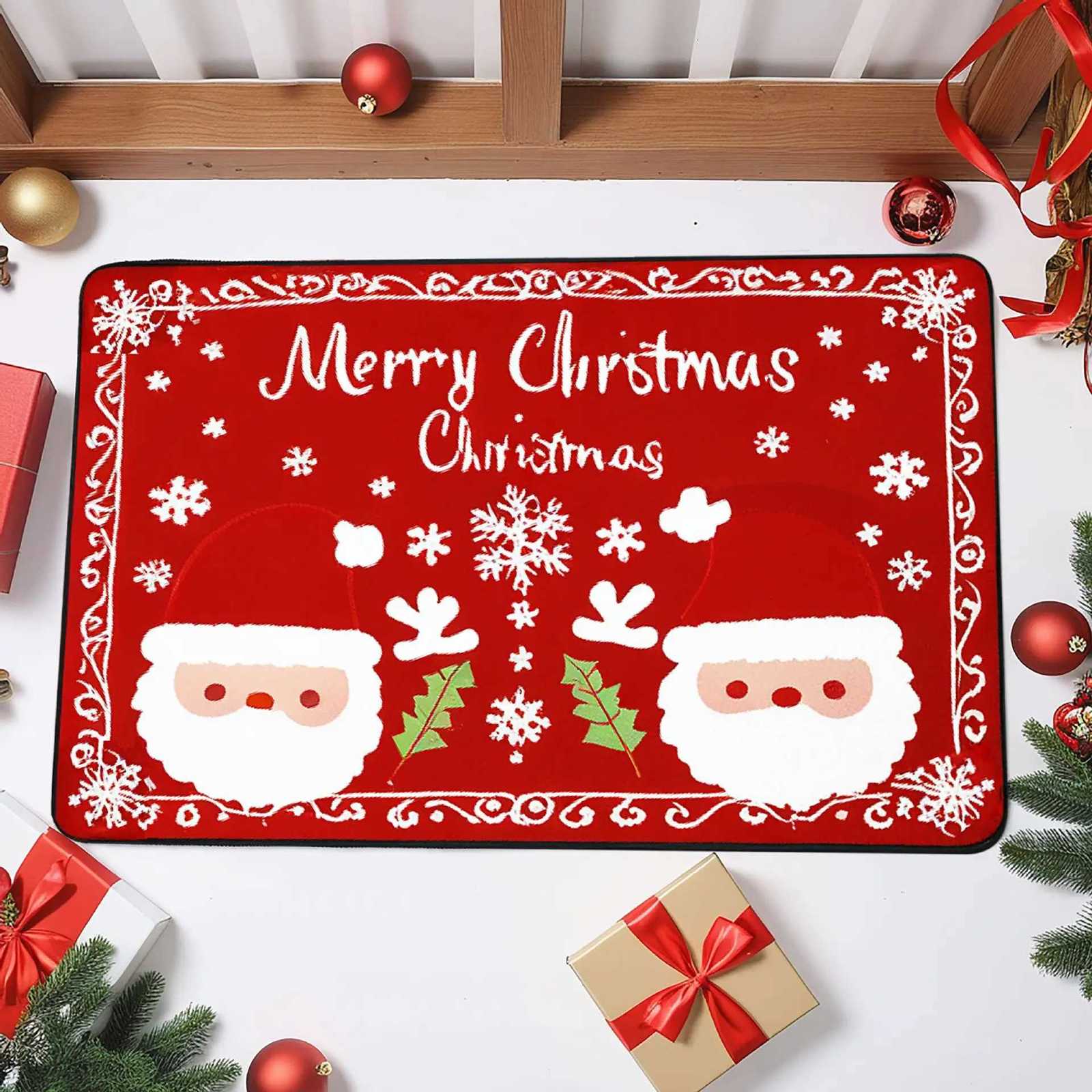 Christmas Decoration Door Mat Crystal Velvet Carpet Entry Door Porch Dirty Washable Mat Balcony Bathroom Foot RugsM251117