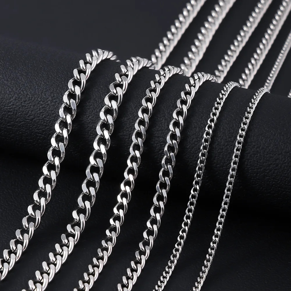 Basic Punk Stainless Steel 357mm Curb Cuban Necklaces For Men Women Black Gold Color Link Chain Chokers Solid Metal Jewelry y250114