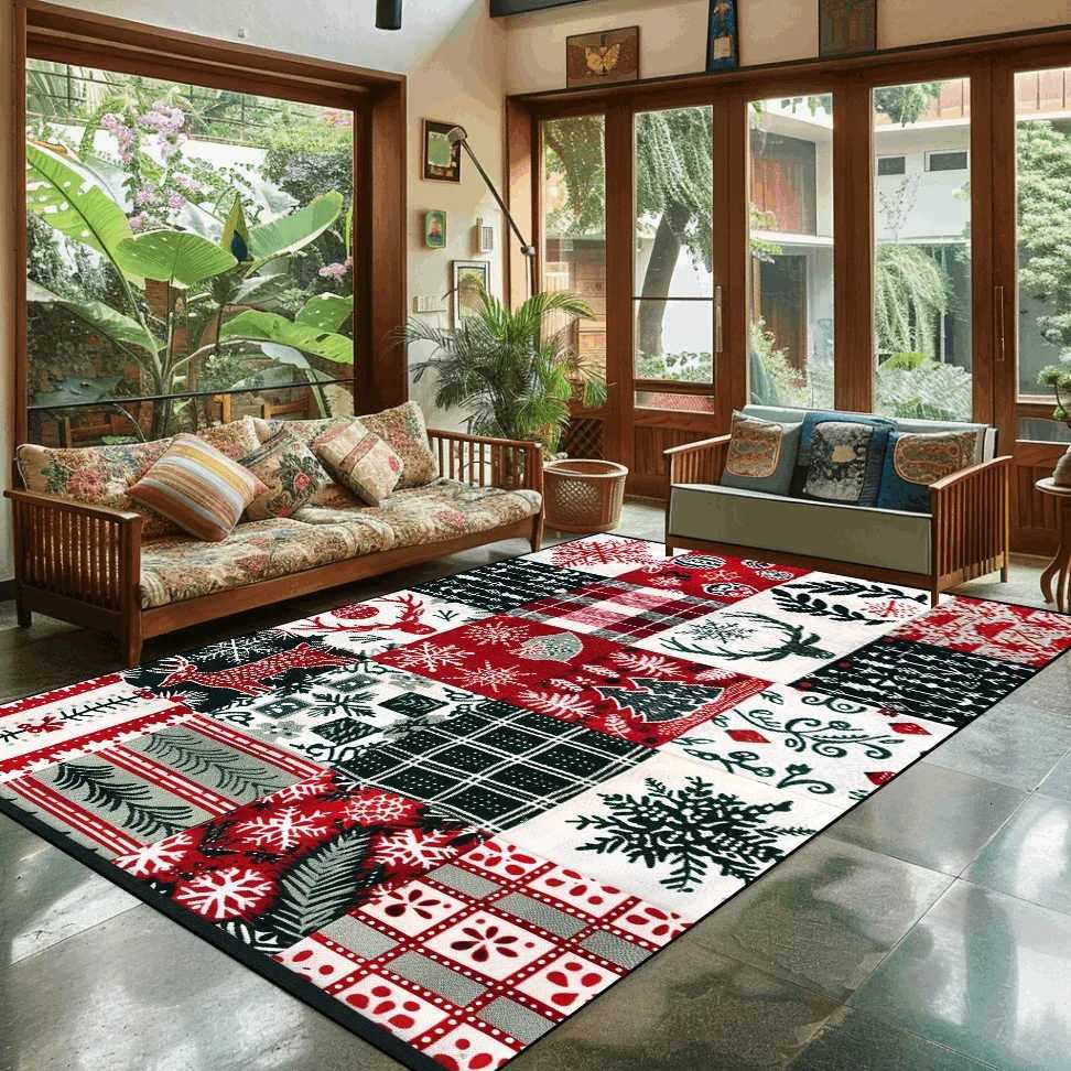 Popular Christmas Living Room Decoration Rug Large Area Anti-slip Mat Fluffy Children Rugs Cartoon Bedroom Decor Carpet New YearM251117