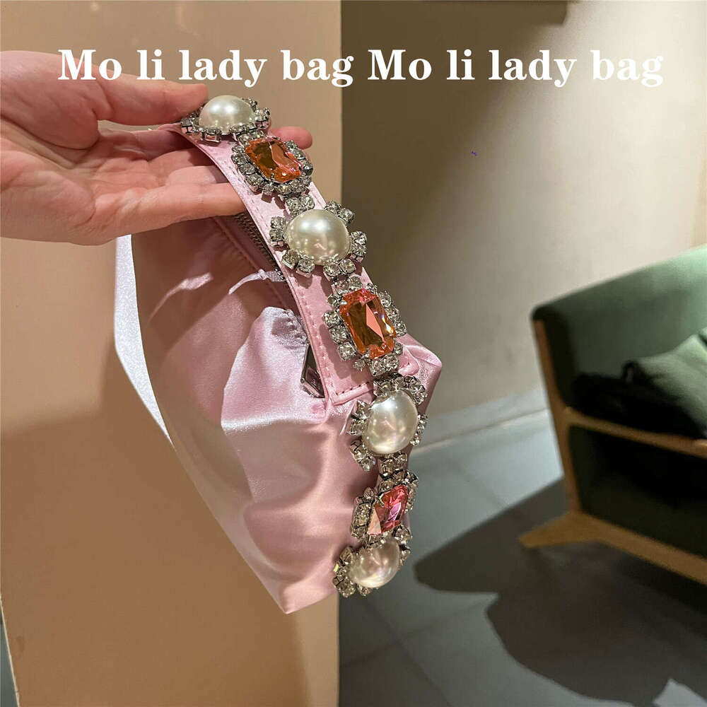 french style evening ostrich feather lunch box handmade diamondstudded flower pearl gemstone silk satin handbag phone bag