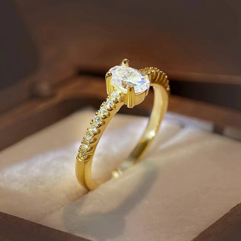 Womens Moissanite Wedding and Promise Ring 925 Sterling Silver with Oval Diamond Engagement Ring