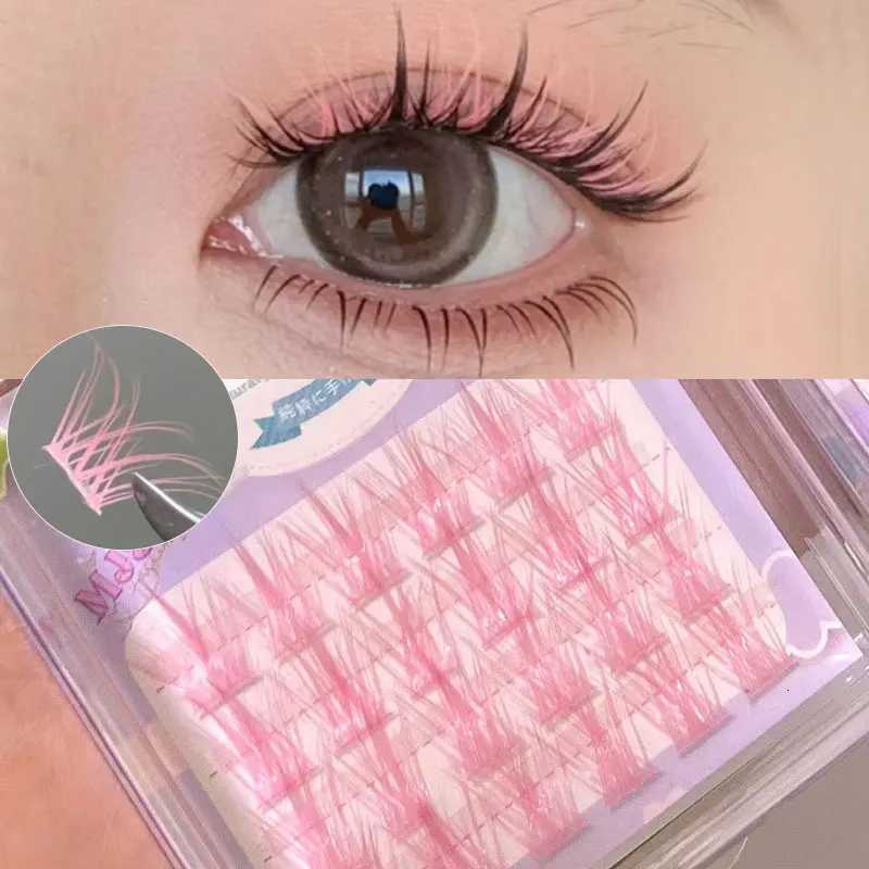 Pink/White/Blue/Purple Colored Eyelash Clusters Manga Lashes Colored False Eyelashes Natural Long Faux Bunche Makeup WholesaleT251117