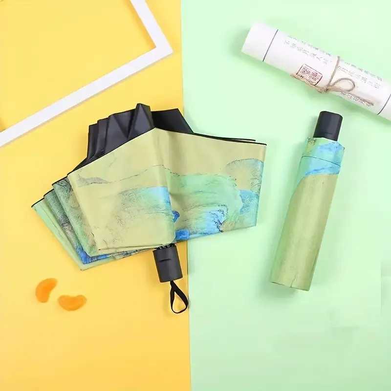 Manual umbrella sun umbrella parasol folding sun umbrella dual-purpose umbrella easy to store outdoor essential travel supplies C251117