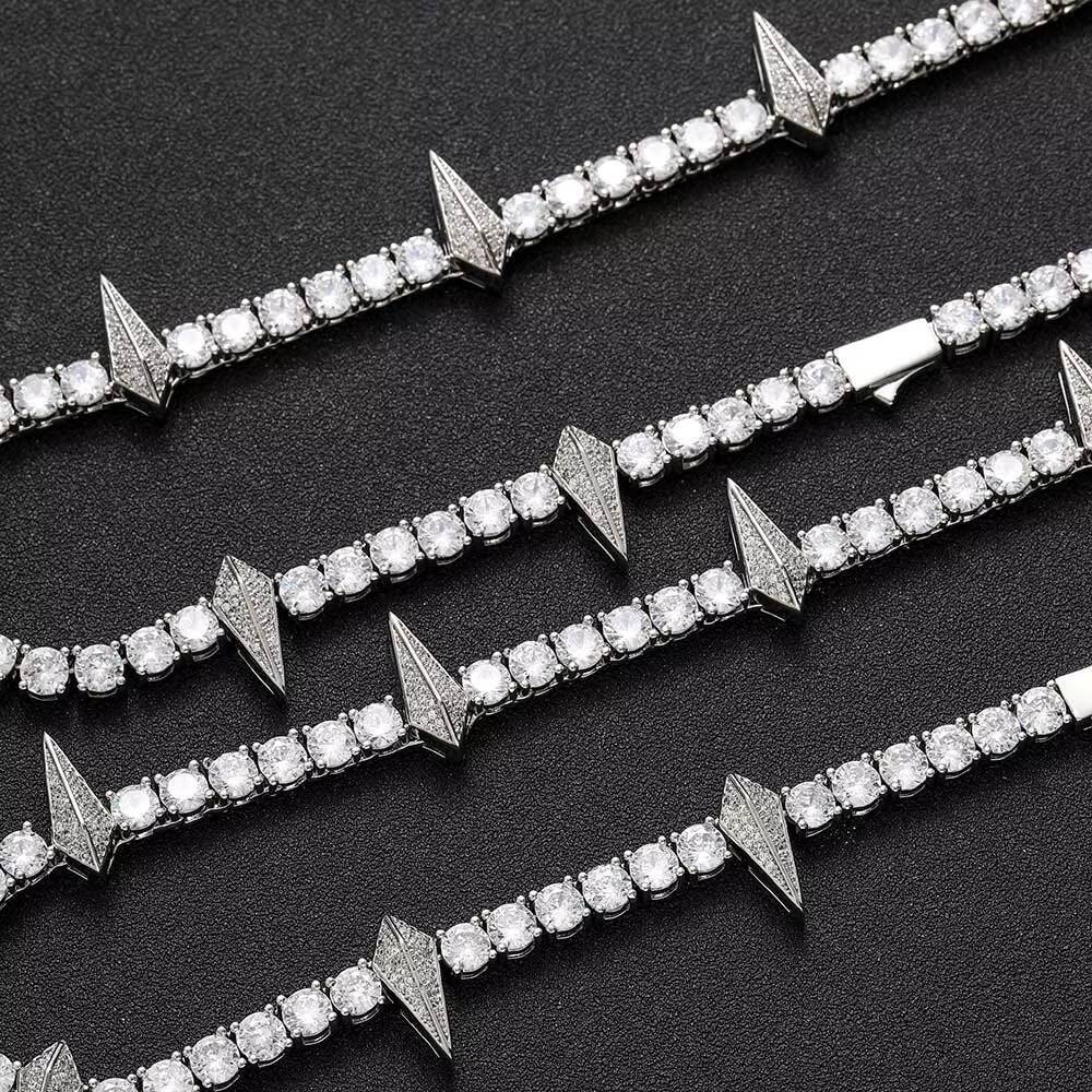 Moissanite HipHop Jewelry Iced Out Tennis Choker White Gold Plated Micro Pave Diamond 5mm Black Panther Tennis Necklace for Men Women