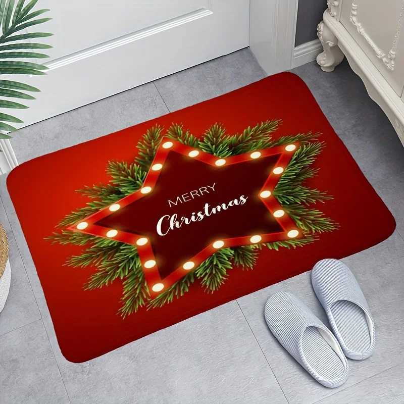 1 Pc Christmas Printed Floor Rug 100 Polyester Home Decoration Door Mat Festive Atmosphere Fashionable and Beautiful CarpetM251117
