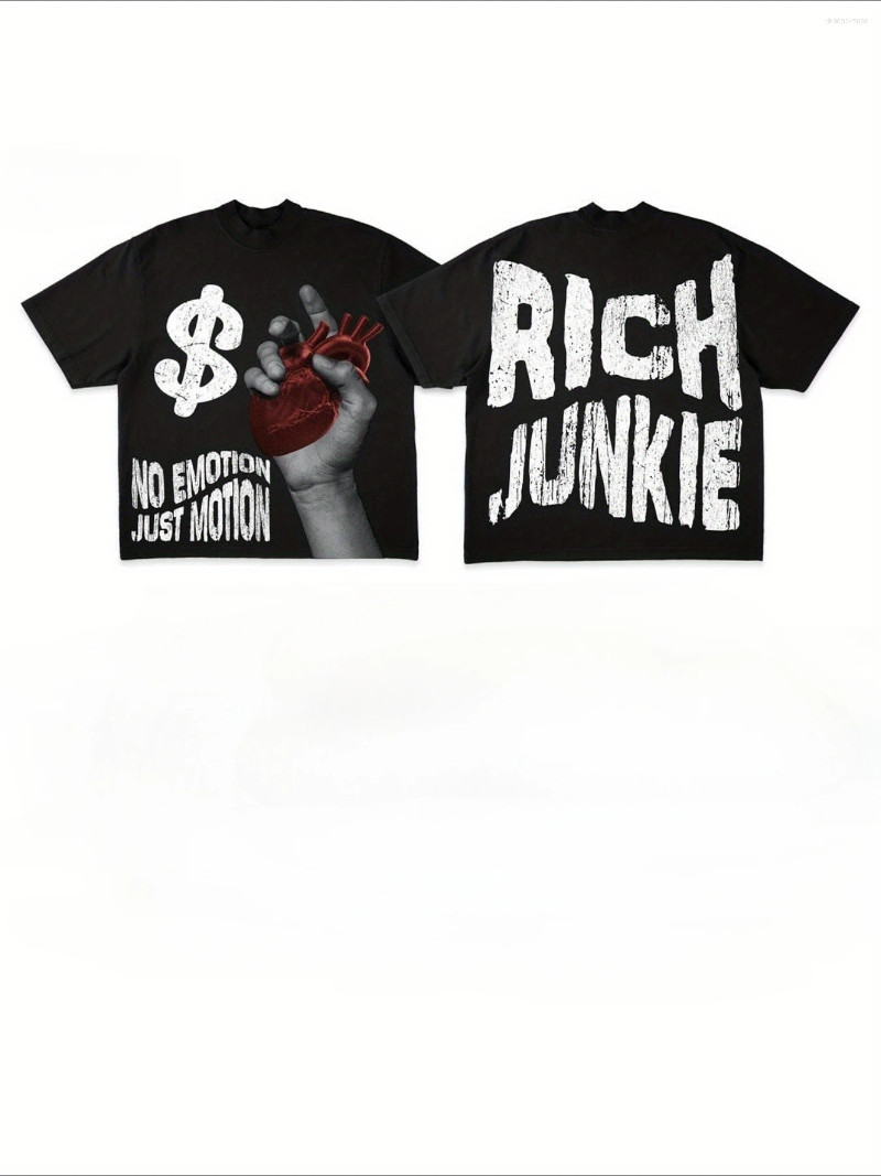 Men's T Shirts Rich Junkie Double Sided Printing Cotton T-Shirt Soft And Comfortable Casual Versatile Printed