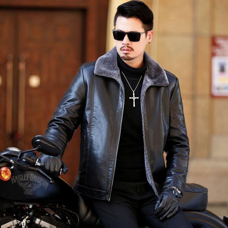 Leather Jacket Men Winter Fleece Warm Motorcycle Coats Mens Fashion Biker PU Jackets Slim Overcoat Thick Fur Collar Jackets 250113