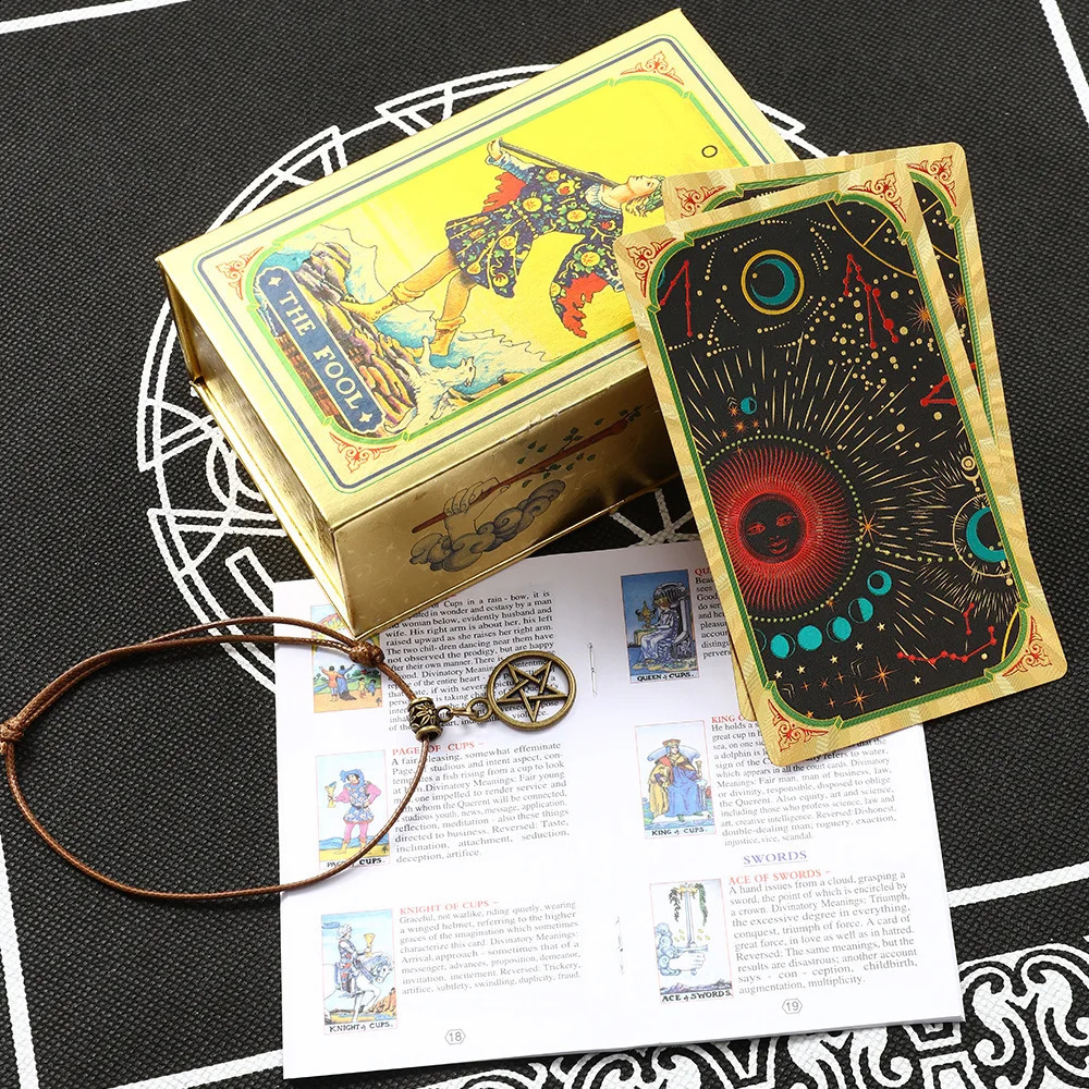 Pink Box Tarot Card Rider Gold Foil Exquisite Chess Card Game Divination Card Collection PVC Waterproof Board Cards Games 250403