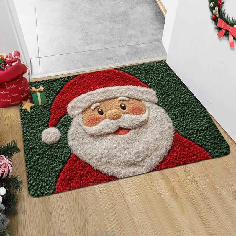 Christmas Door Mat Plaid Pattern Welcome Rug Festive Home Decor Mat Waterproof Non Slip Floor Protector for Xmas EntranceM251117