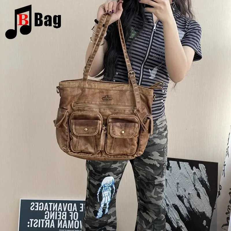 Harajuku Y2K Gothic Womens Girls subculture Handbags Versatile One Shoulder Make old motorcycle bags high-capacity Bag TotesW251115