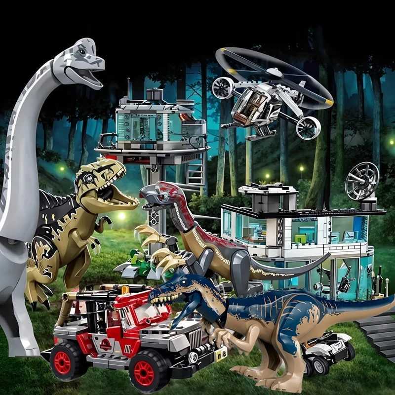 Dinosaur series Spinosaurus and Fengchen pterosaur aerial missions compatible with MOC set childrens dinosaur world park toy giftsY250417NIZT
