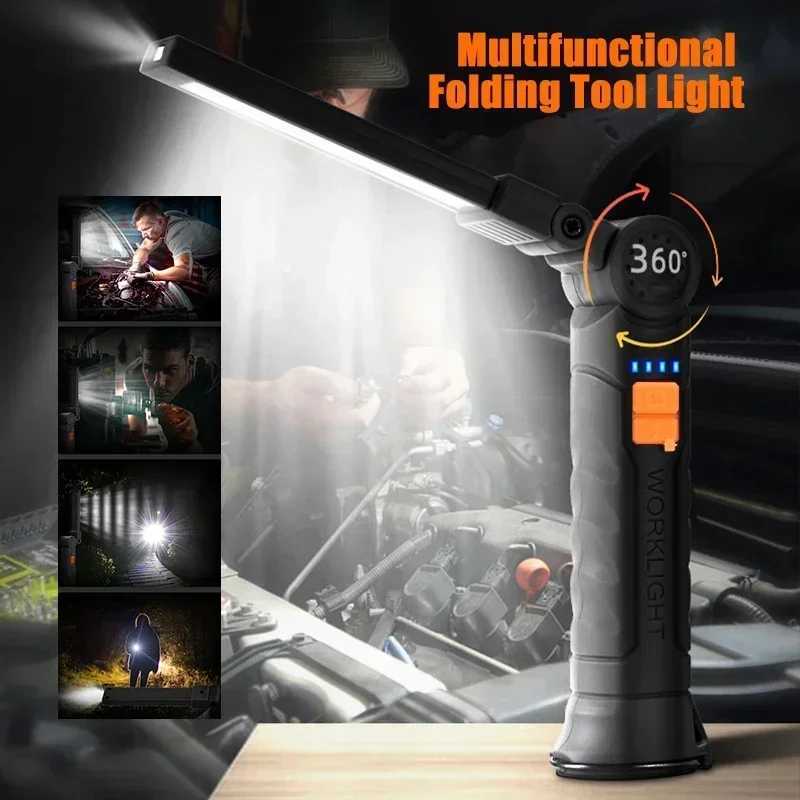 USB Flashlight Rechargeable Built-in Battery Camping Torch LED Work Light with Magnetic Base 5 Modes For Home Outdoor Camping M251117