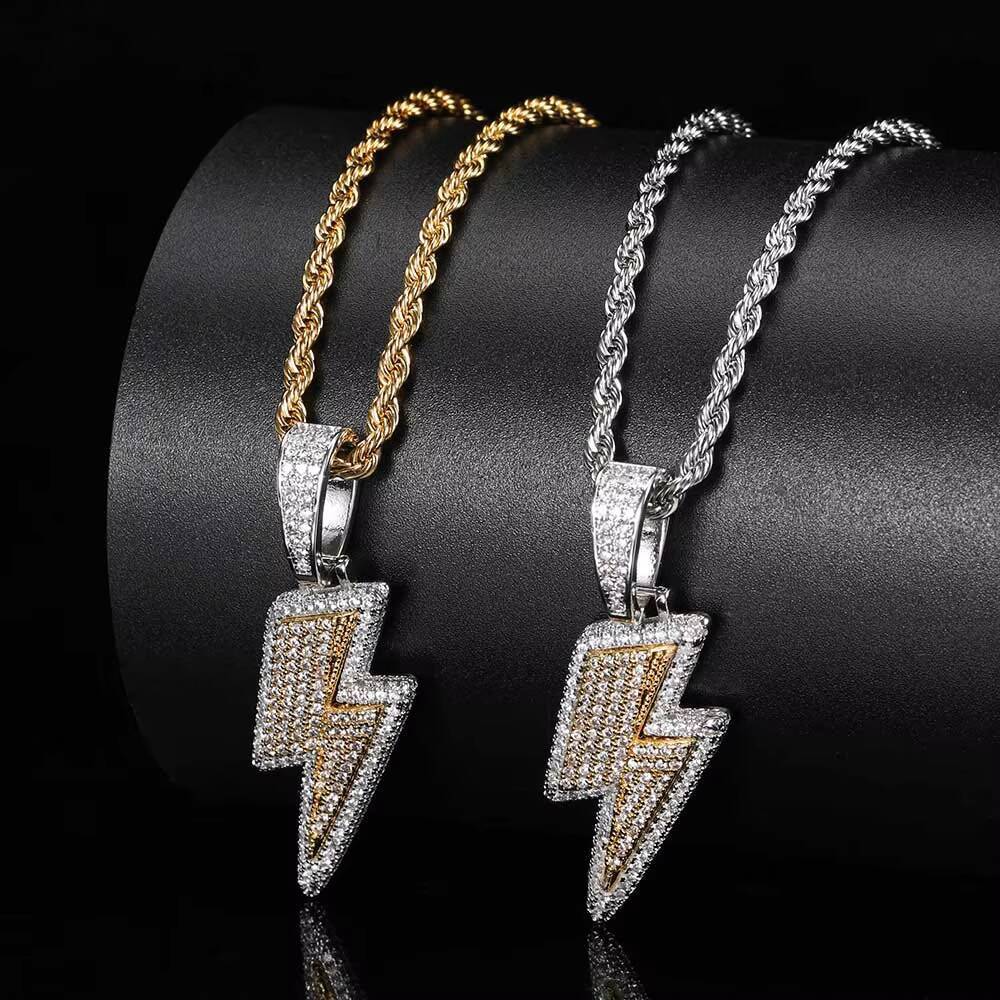 Moissanite High Quality Iced Out Hip Hop Cubic Zirconia Pendant Lightning Pendant