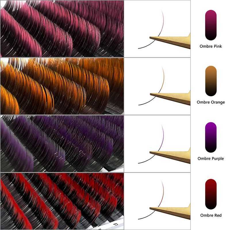 Jomay New Gradient Pink Red Green Blue Purple Color Eyelash Extension Individual Faux Mink Ombre False Colored Lashes MakeupT251117