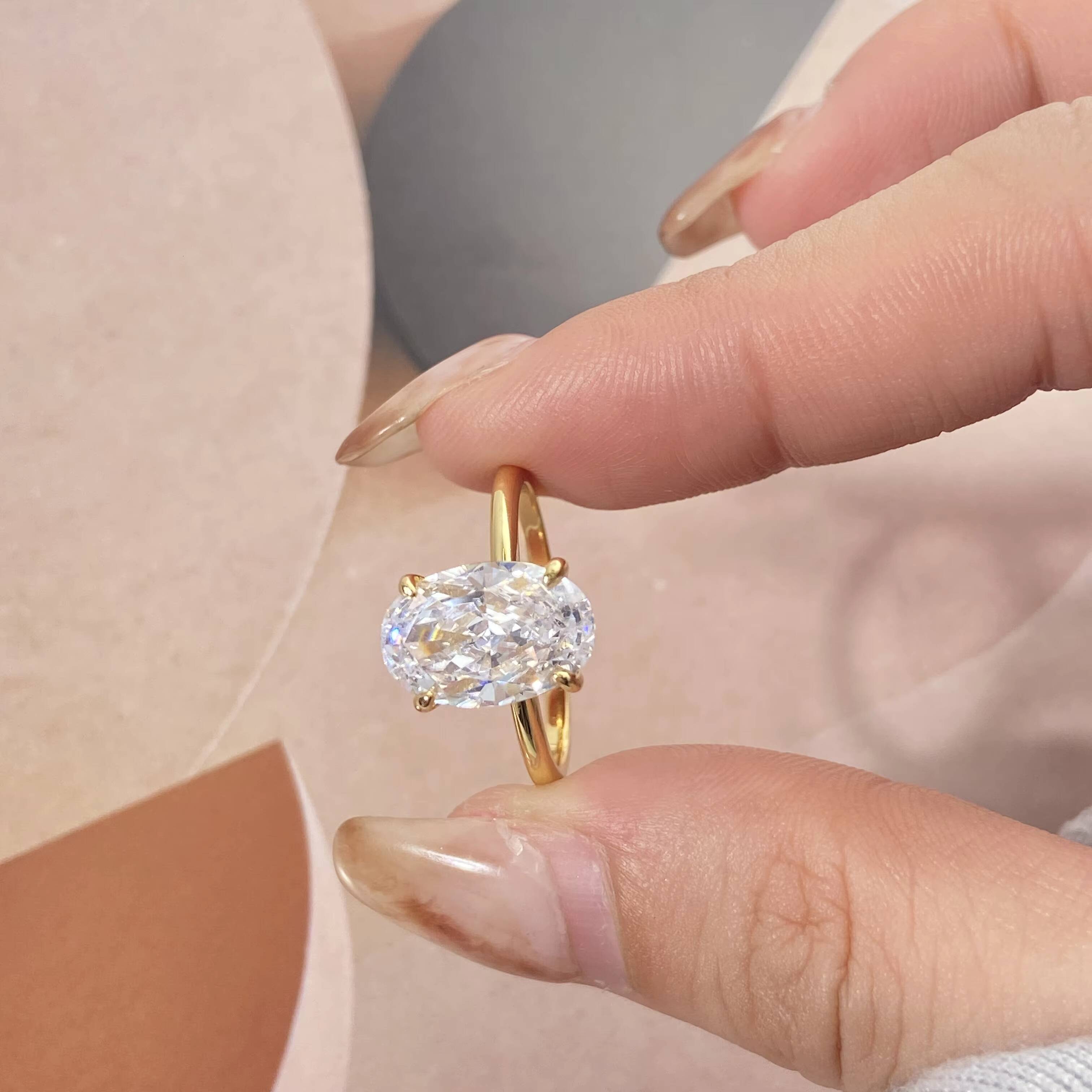 Silver Jewelry S925 Sterling Silver 8A Quality Oval Cut Zircon Silver Engagement Wedding Rings for Women