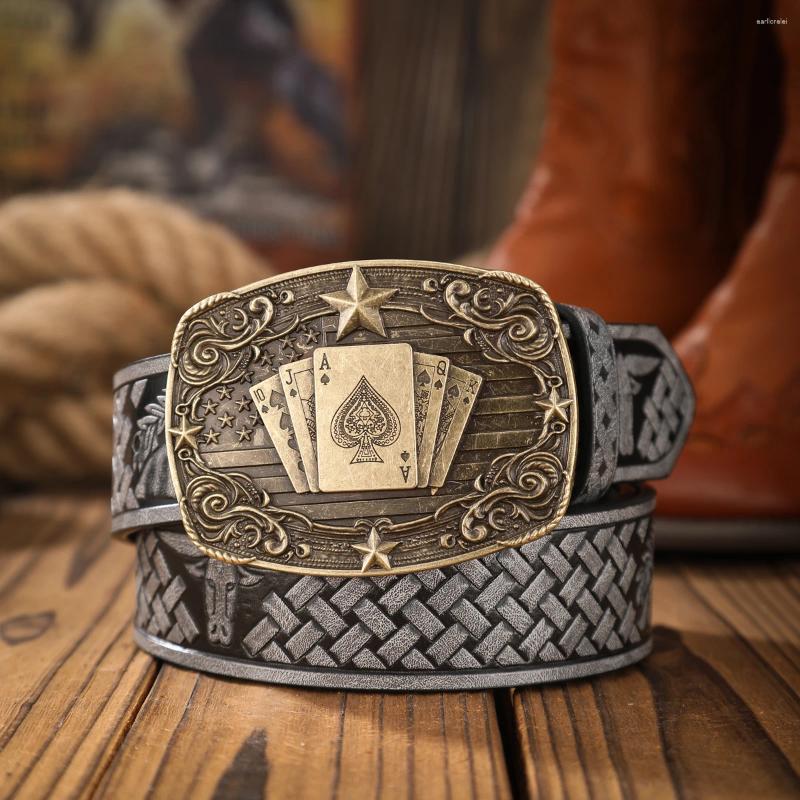 Belts A Classic Retro PU Material Embossed Belt Metal Plate Buckle Head Men And Women The Same Daily Casual Delivery Punch Nails