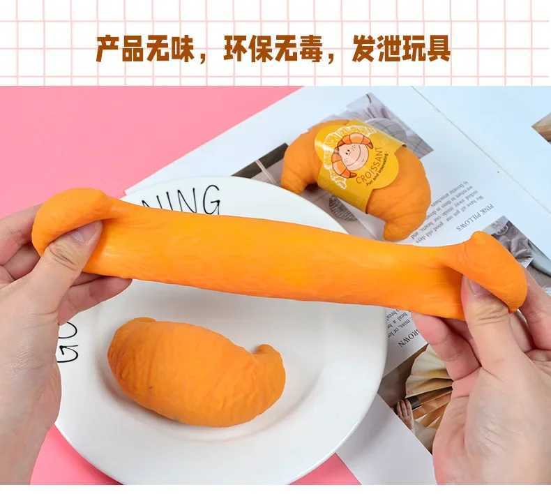 Fun Realistic Croissant Toy Pinch Squeeze Relief Squishy Stress Cute Lazy Stress Ball Funny Stress Relief Fidget Toy J251117