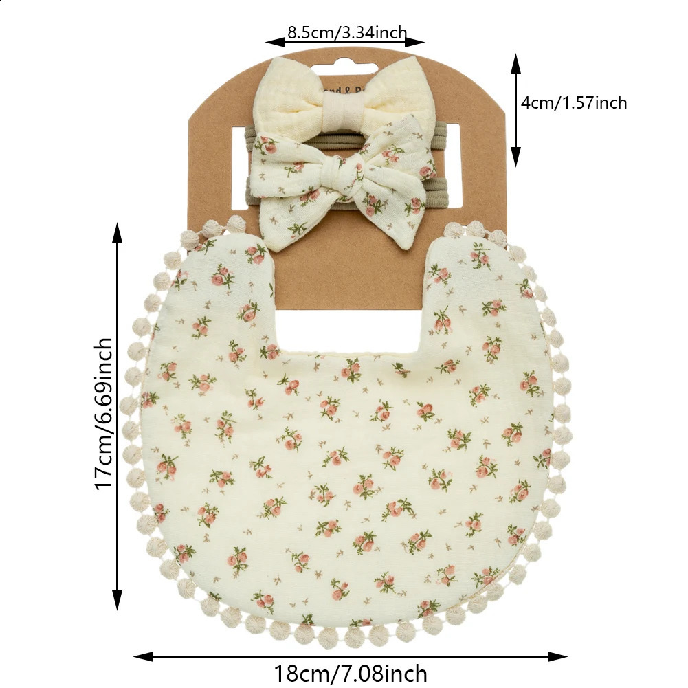 Cotton cloth baby boy girl bib doublesided floral print Saliva towel feeding Burp childrens adjustable scarf 250414z
