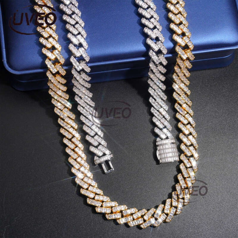 VVS Jewelry Gold Sterling Silver Iced Out 925 Moissanite Cuban Ring Hip Hop Pass Diamond Tester Cuban Link Chains Pendant Women Mens Gift