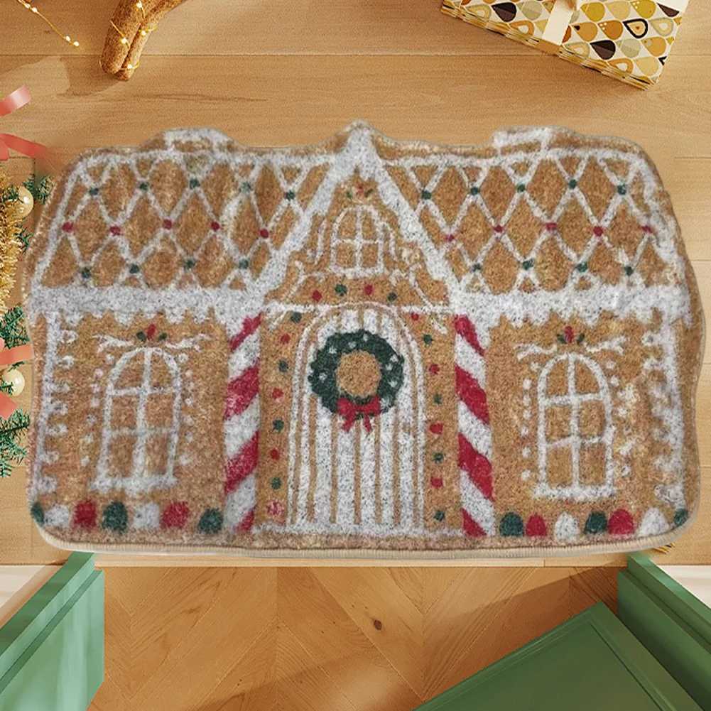 Christmas Gingerbread House Doormat 40x60cm Gingerbread House Welcome Mat Non-Slip Gingerbread House Carpet for Home DecorationM251117