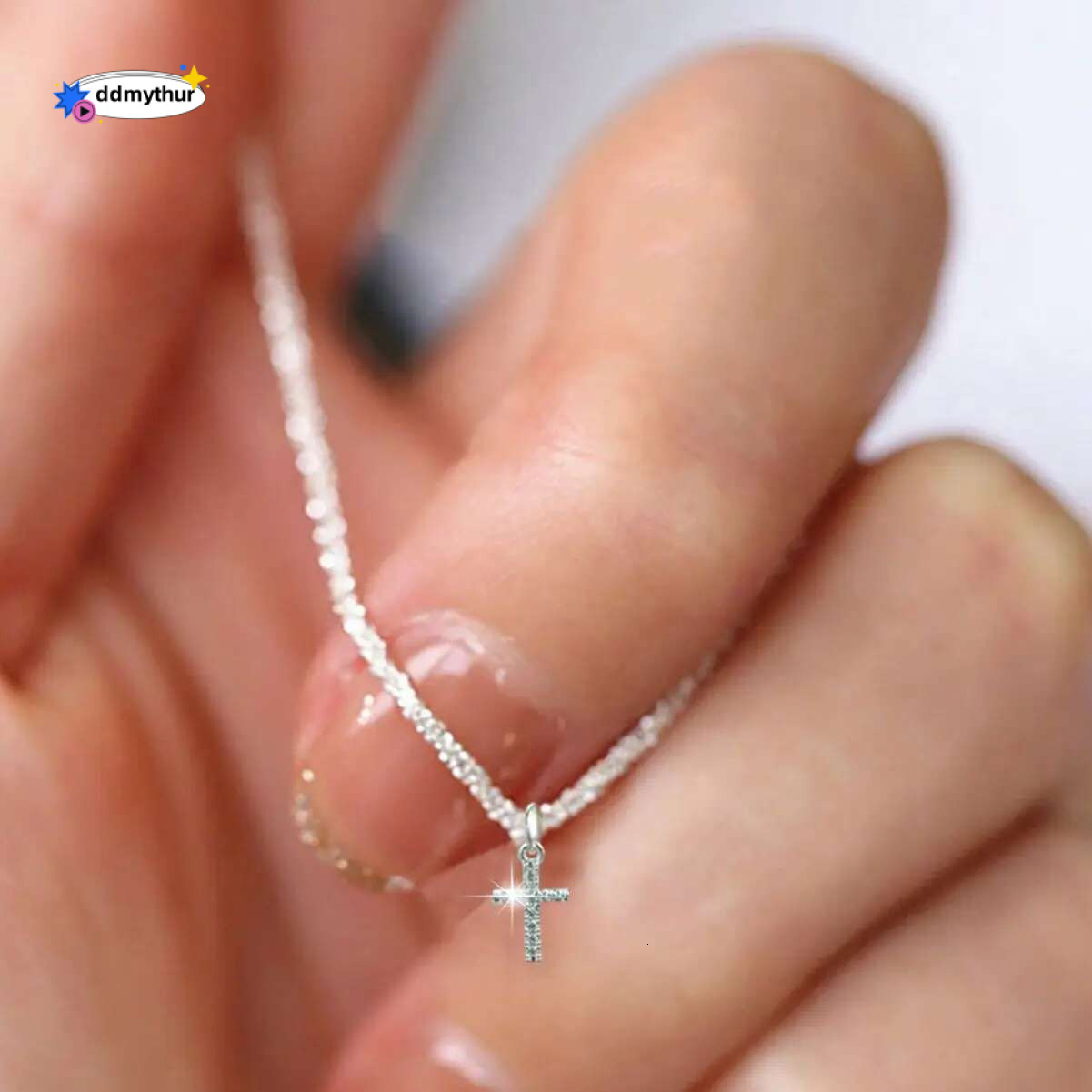 Popular Sterg Sier Cross Zircon Necklace Personalized Geometric Pendant Choker Birthday Party Gift Women's Fine Jewelry ddmythur