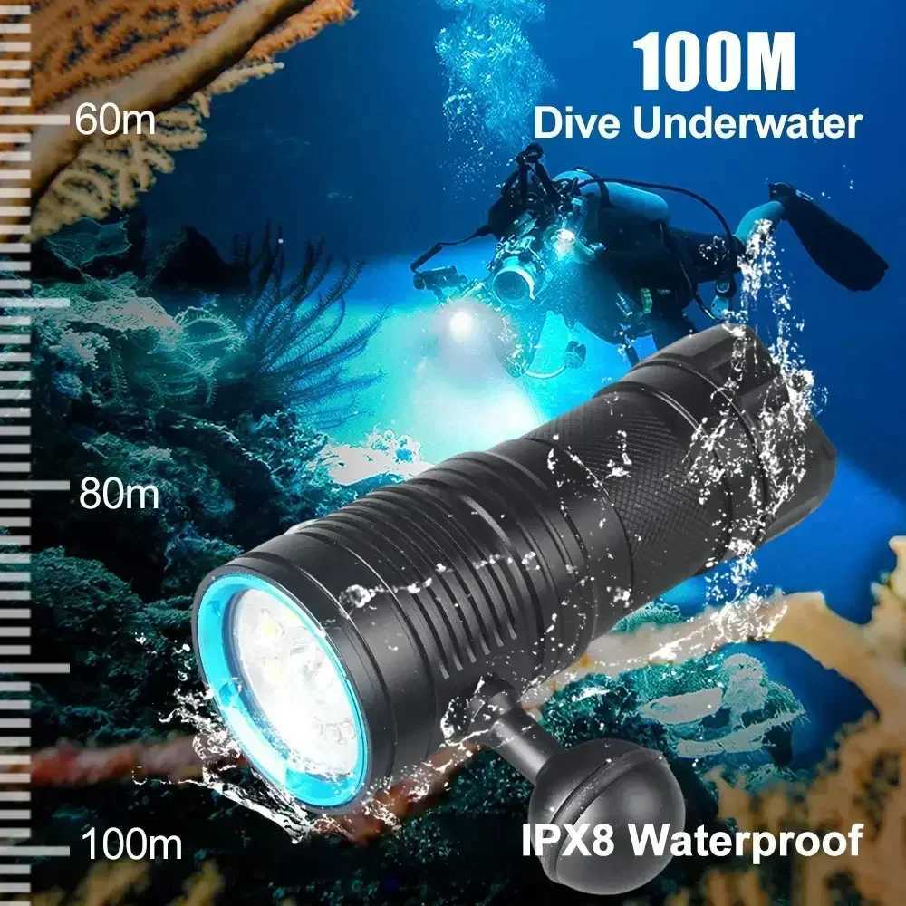 Diving flashlight charging strong light focus long flashlight plastic waterproof submersible lighting at night submersible High M251117