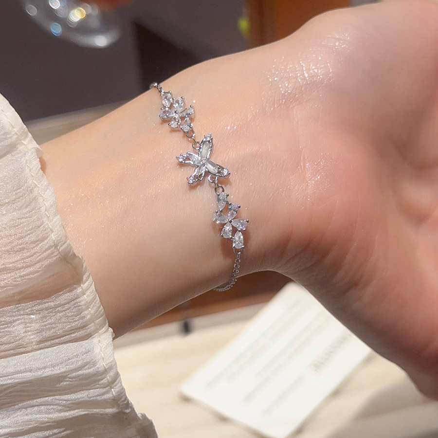 Korean Style Fashion Light Luxury Micro Inlaid Exquisite Butterfly Ins Trend Versatile Elegant Creative Pull-out Bracelet Jewelry - view 4