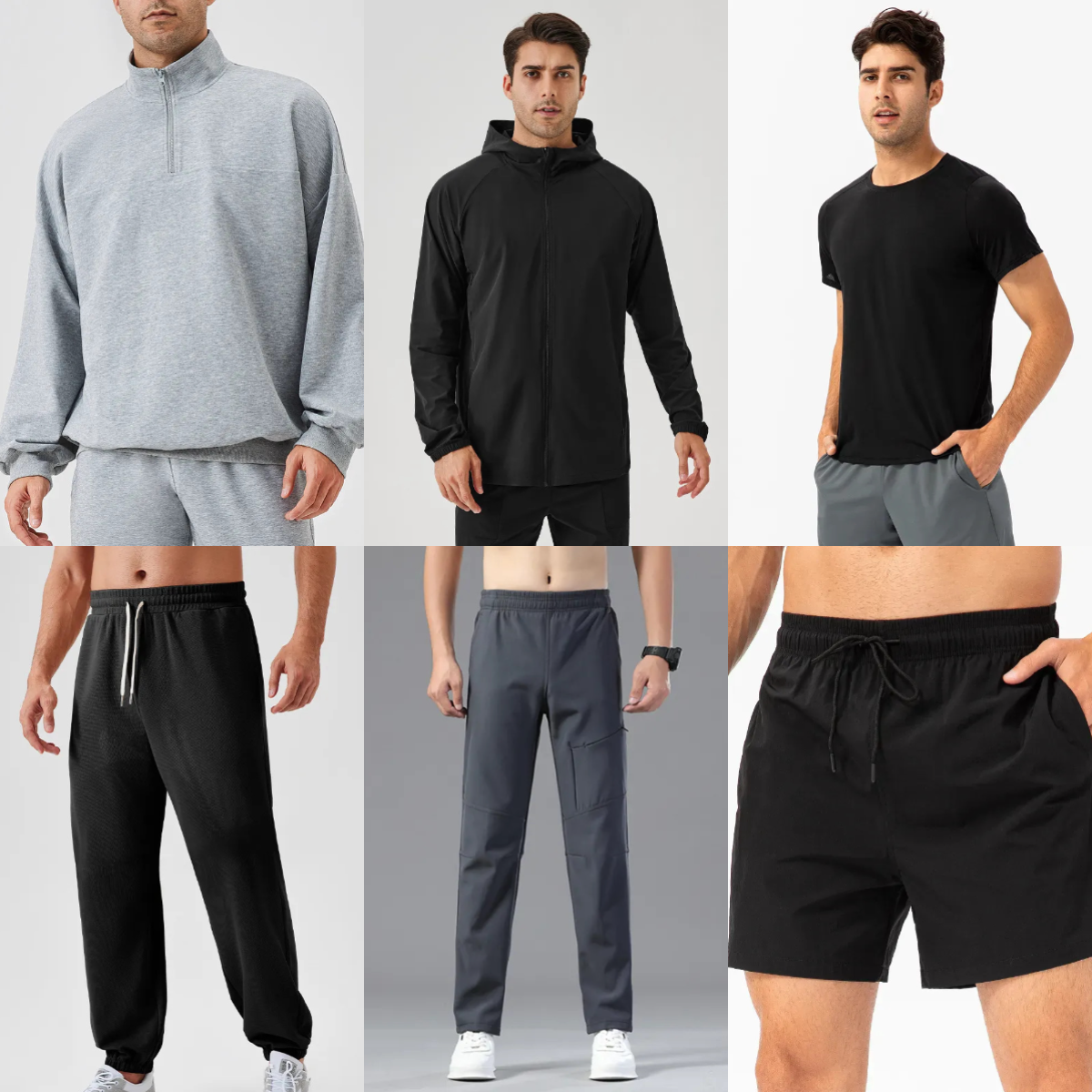 TOP1 Men's Jogger Long Pants Sport Hooded Jackets Yoga Outfit Quick Dry Drawstring Gym Pockets Sweatpants Trousers Mens Casual Waist fitness Speed Up Shorts Tennis