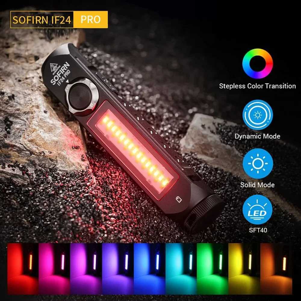 Sofirn IF24 PRO RGB Flashlight 18650 Rechargeable SFT40 1800lm Buck driver Flood Spot with Magnetic M251117
