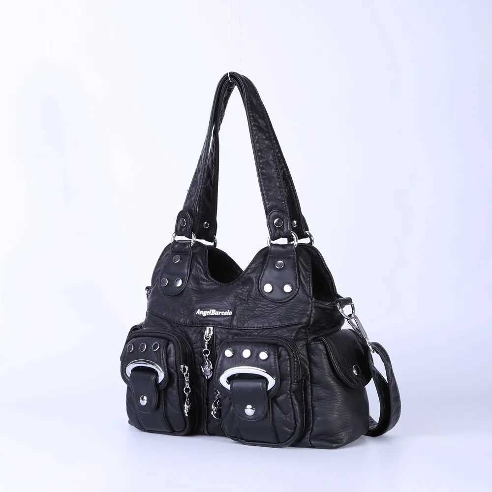 Women Handbag Fashion Small PU Shoulder Bag Soft Hobos Messenger Top-handle Bag Tote Satchel Front Pockets PurseW251117