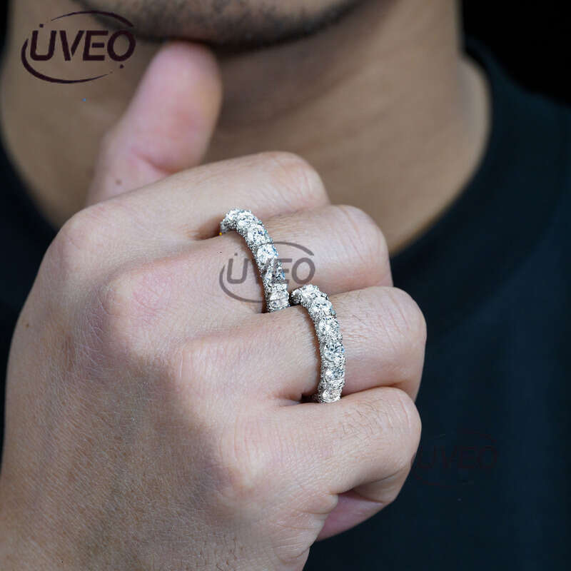 VVS Moissanite Ring Jewelry Gold Iced Out 925 Moissanite Diamond Hip Hop Pass Diamond Tester Women