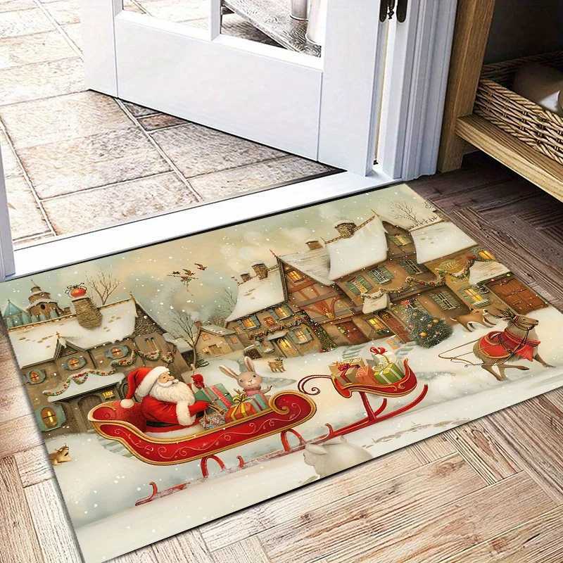 Christmas Snow Deer Santa Claus Kitchen Floor Mat Home Decor Bedroom Doormat Hallway Balcony Long Rugs Christmas DecorationsM251117