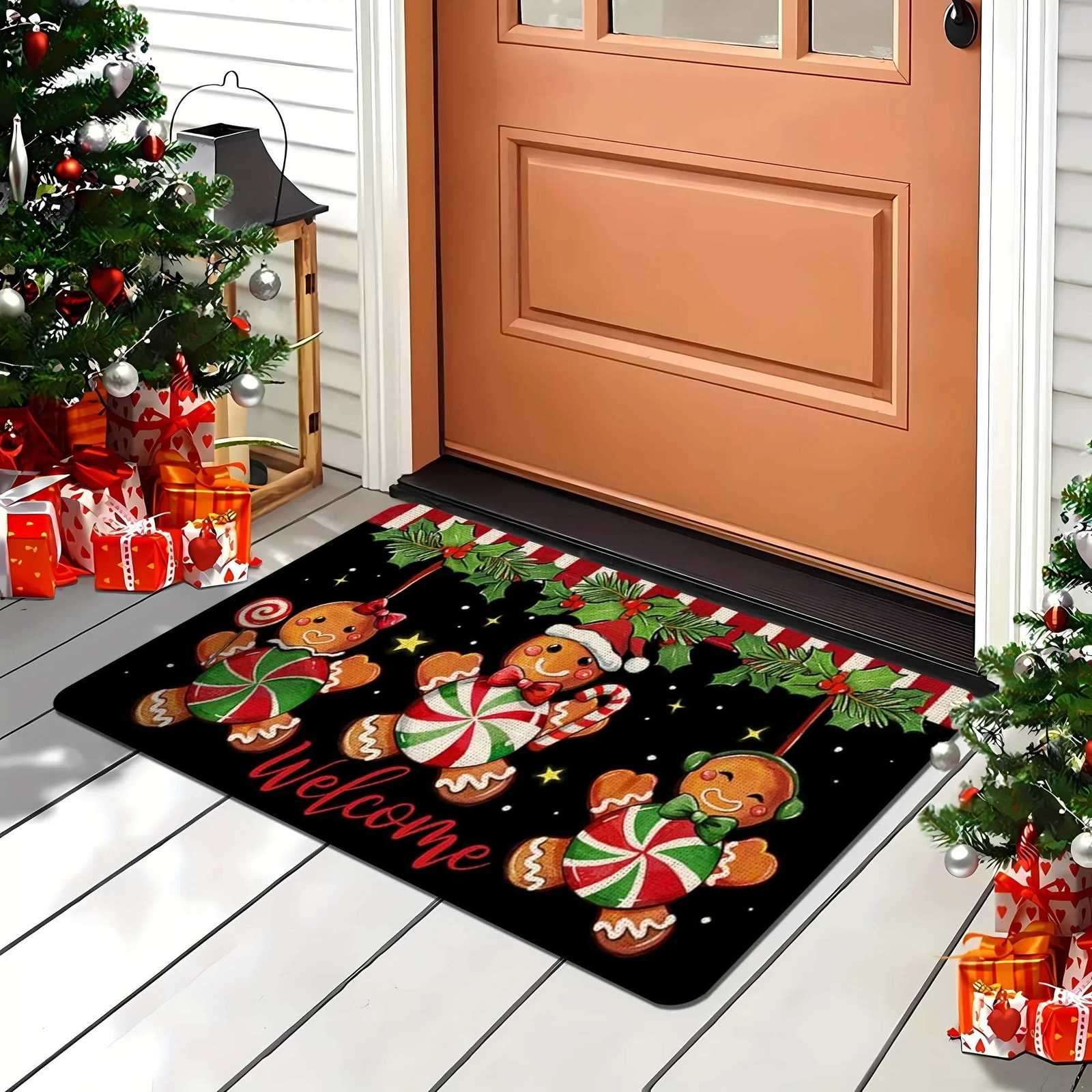 Christmas Gingerbread Candy Cane Kitchen Carpets Entrance Welcome Doormat Living Room Bedroom Laundry Bathroom Non-slip FloormatM251117
