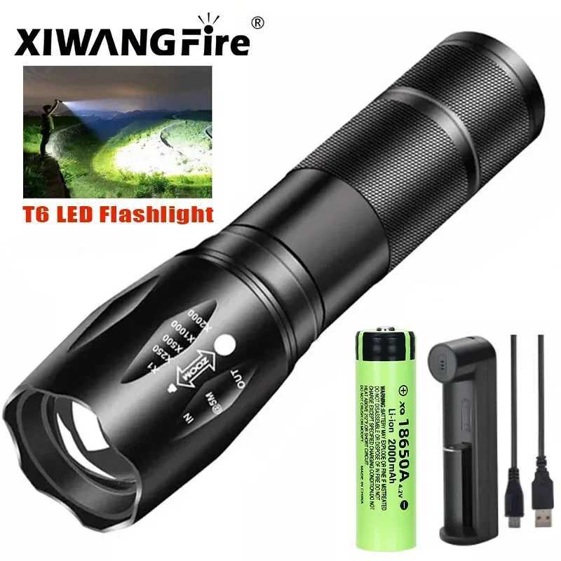 High Power Led Flashlights Camping Torch 5 Lighting Modes Aluminum Alloy Zoomable Light Waterproof Material Use 3 AAA Batteries M251117