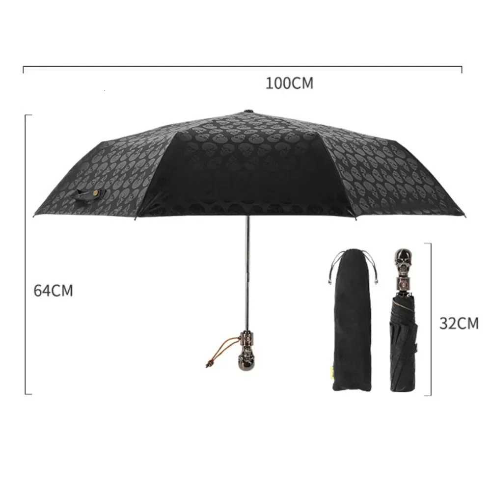Black Devil Skull utomaticlly Umbrella Rain Women 3 Fold nti UV Sun Rain Male Men Parasol Business Windproof Travel Umbrellas C251117
