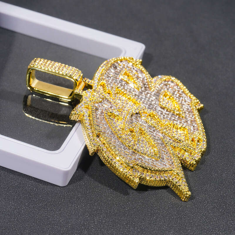 Jewelry Gold 925 Iced Out VVS Moissanite Cuban Ring Hiphop Pass Dias Tester Cuban Link Chains Pendant Fashion High Quality Women Mens Gift Moissanite 