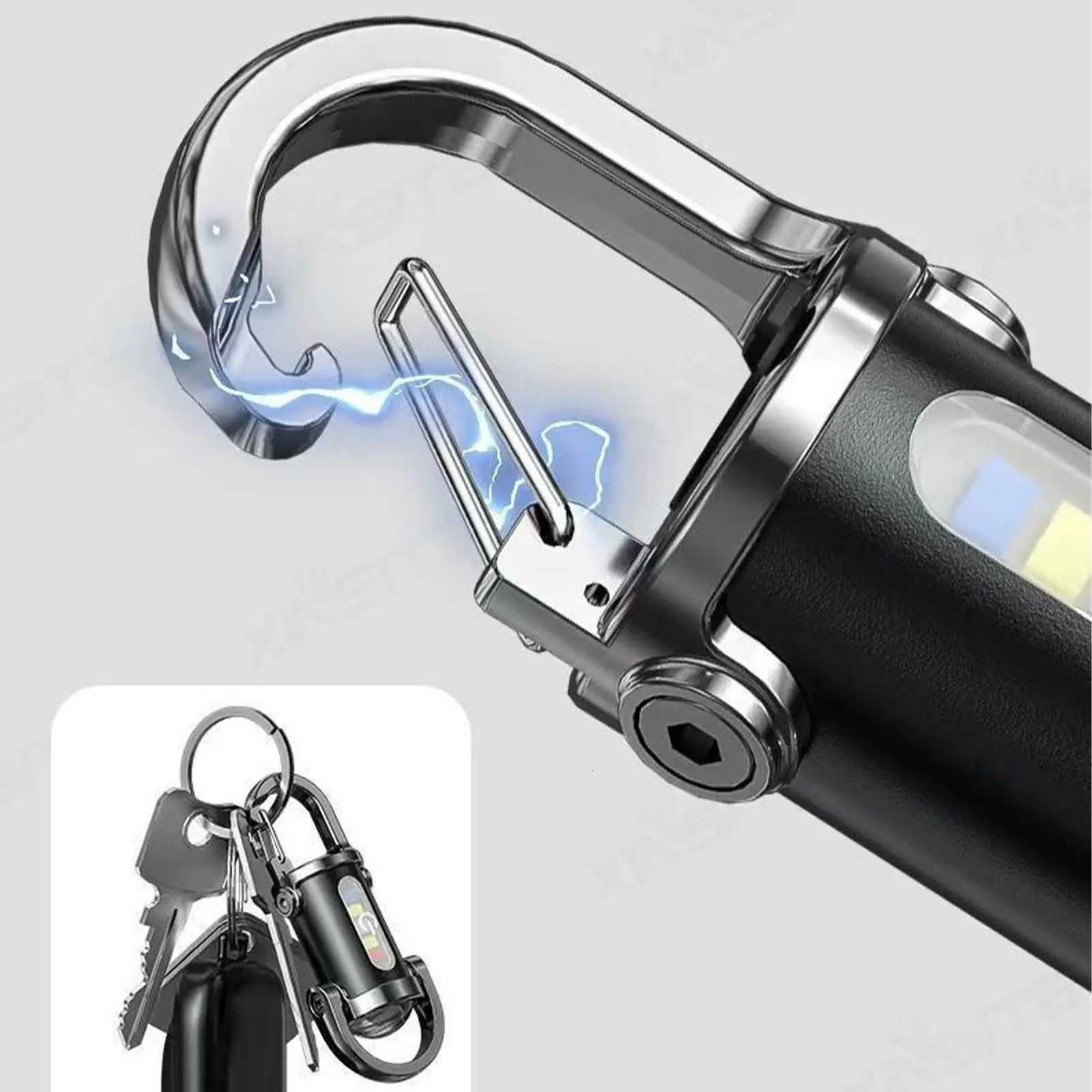 mini powerful LED flashlight Keyring Torch multifunctional mini flashlight Rechargeable Key Ring Torch for Outdoor Camping M251117