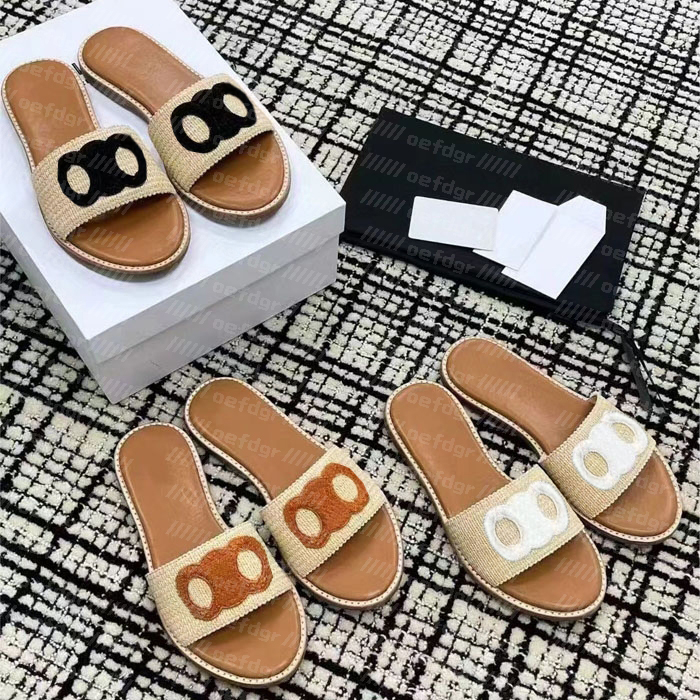 Designer Sliders Slippers Classic Gladiator Fashion Leather Weaving Womens Sandal Wedges Straw Flatform Slipper Summer Vacation Beach Mule Pool cac
