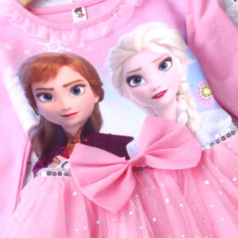 DISNEY Baby girl Frozen princess dress kids clothes Elsa long-sleeve baby pure cotton autumn clothes girl puffy dress birthday outfit.