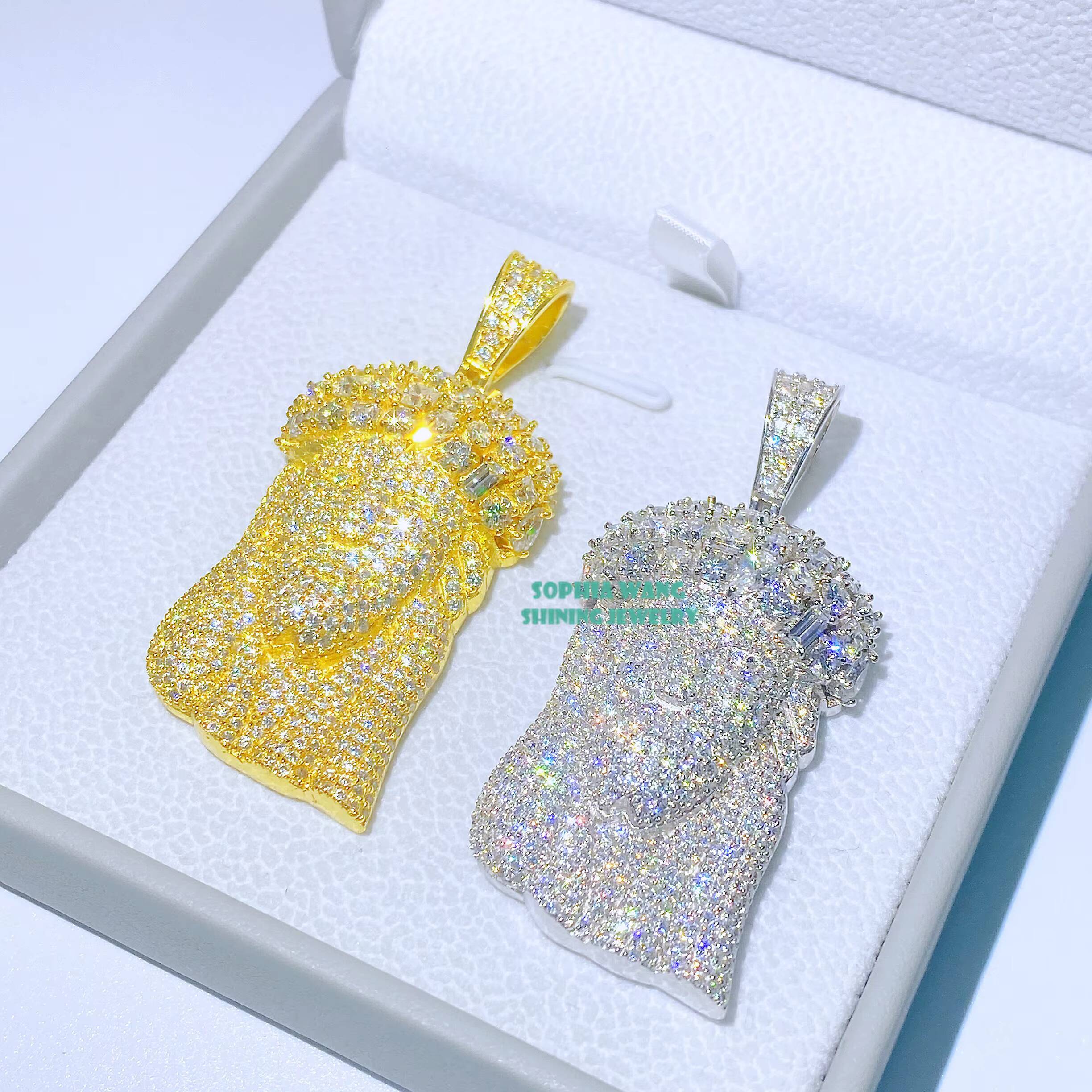 Hip Hop Men Jewelry 925 Sterling Silver Moissanite Diamond Vvs Jesus Pendant Custom Iced Out Pendants