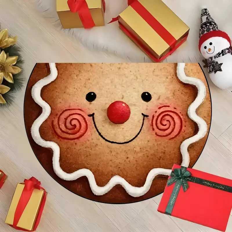 1PC Gingerbread Face Doormat Suitable for Living Room Kitchen Bedroom Farmhouse Study Hallway Laundry Christmas Day RugM251117