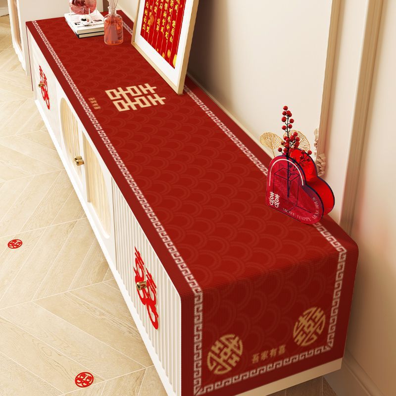 Tablecloth red TV cabinet can be customized decorative long cover cloth living room waterproof coffee table dining table GD6K01